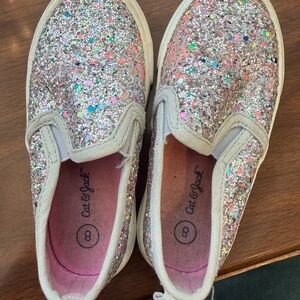 Cat & Jack Girls' Pink Multicolor Glitter Slip-On Sneakers